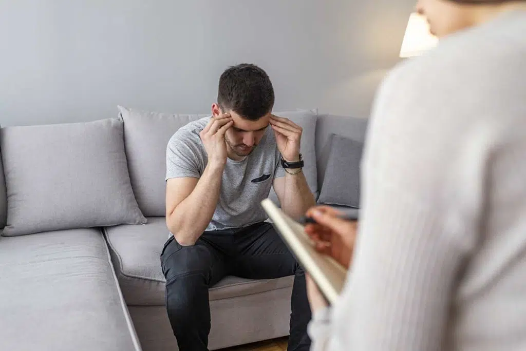 Man thinks about mental health and substance abuse