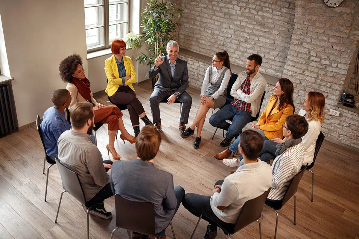 a group participates in group therapy