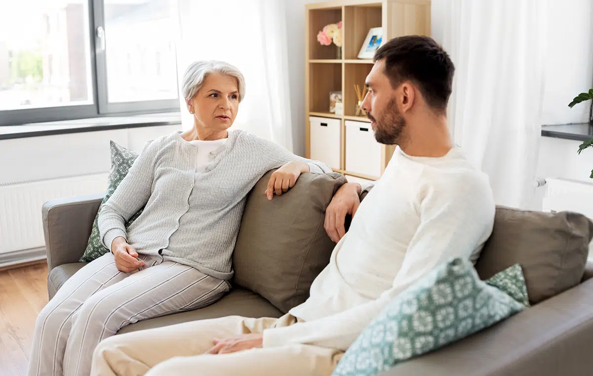 man tells his mom about addiction