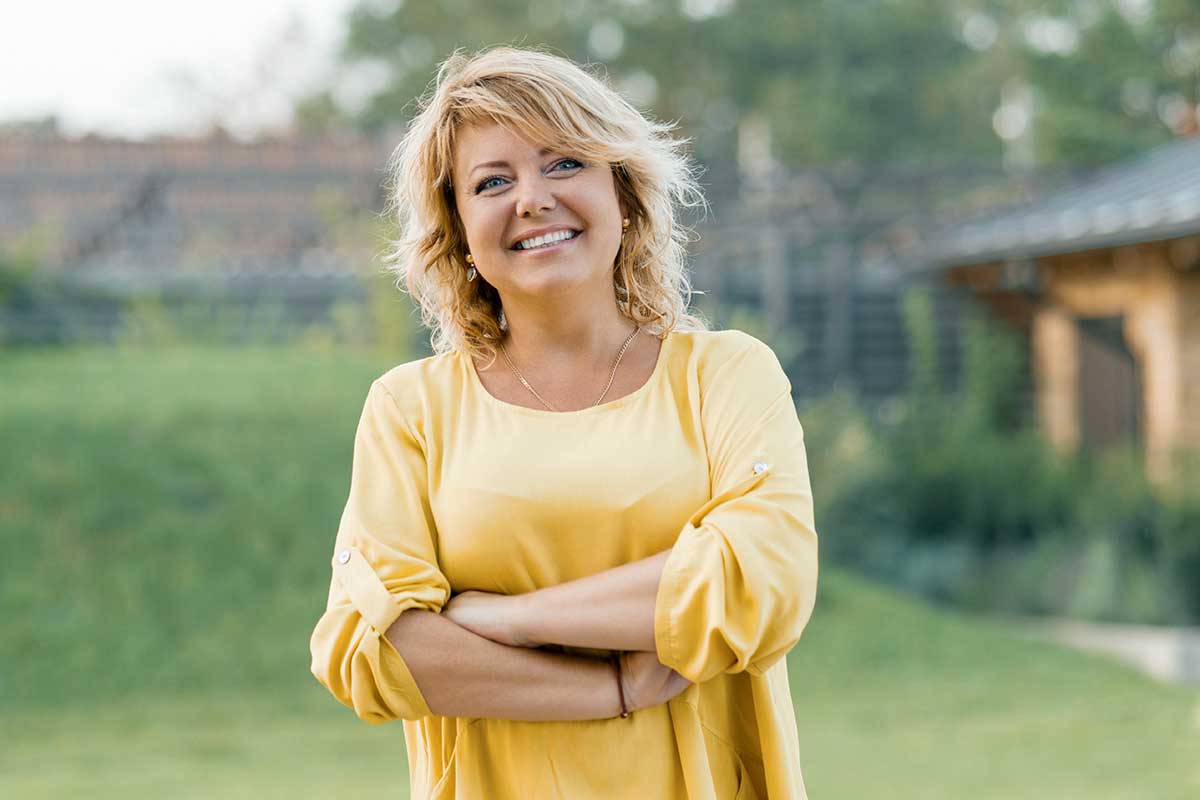 woman celebrates her health